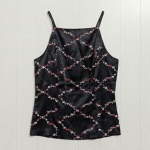 Vintage Y2K XOXO Embroidered Satin‎ Square High Neck Tank Top